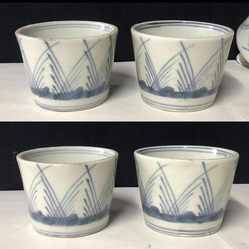 e780 古伊万里 蕎麦猪口 5客 染付 そば猪口