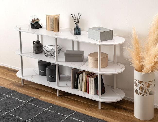 ３段オープンラック幅155 収納 大理石調 石目調 テレビ台（361）