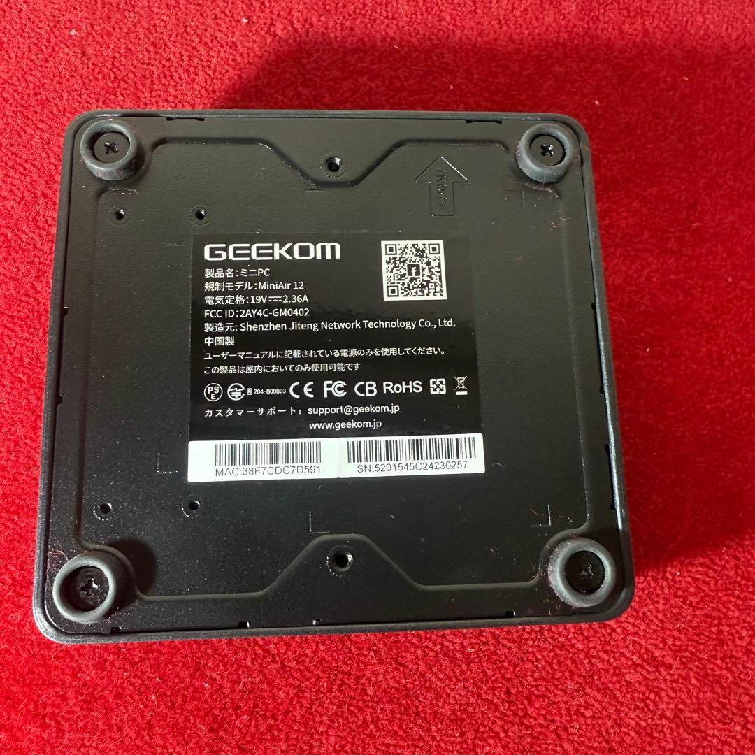 GEEKOM MiniAir 12 ミニPC 本体のみ 小型静音