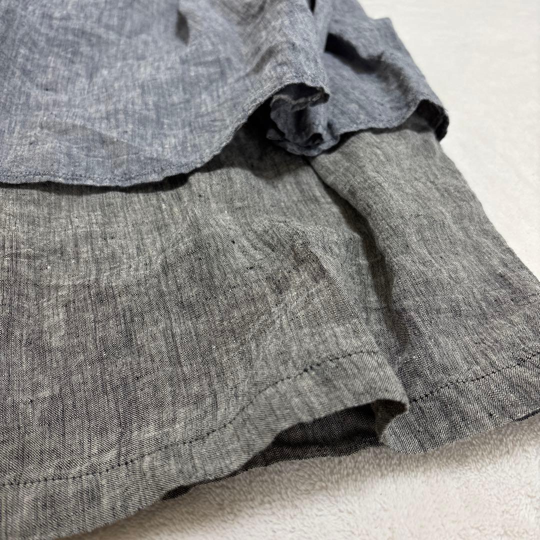 キャピタル リネン エプロン ガウチョ ワイドパンツ 総ゴム リボン ラップ