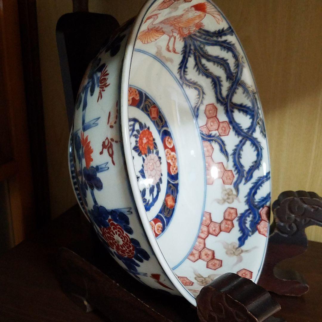 古伊万里　骨董　大鉢　染錦　富貴長春