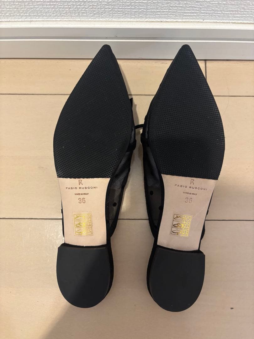 FABIO RUSCONI チュール ドットミュール　サンダル　36