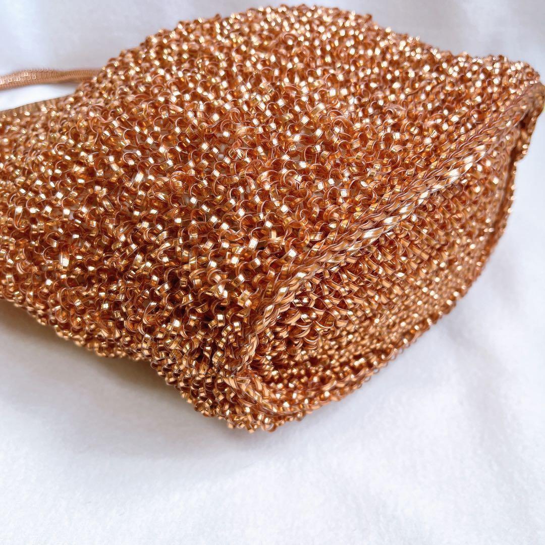 激レア アンテプリマ ワイヤー ハンドバッグ ピンクゴールド スタンダードレザー