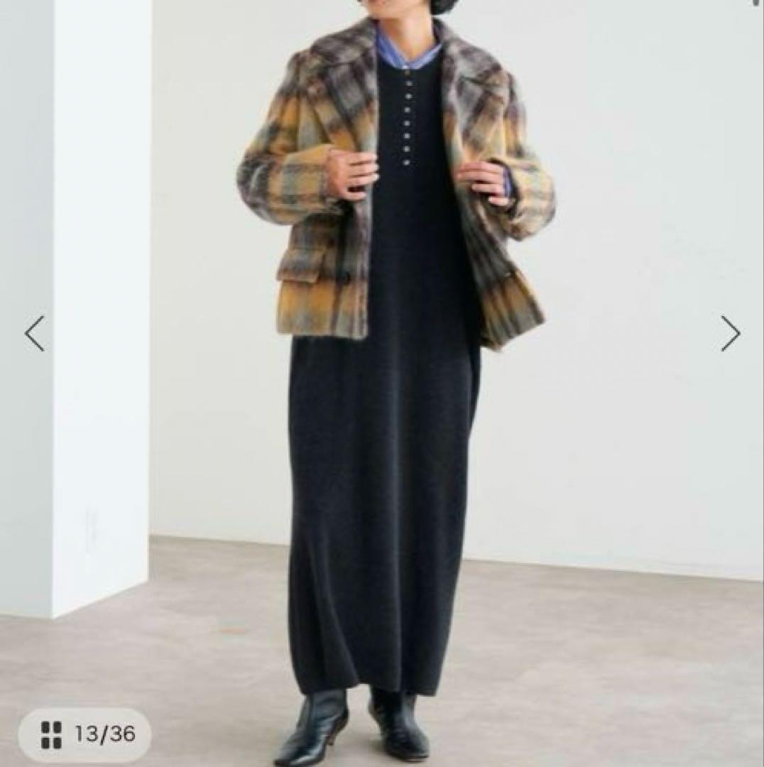 IENA 24AW チェックシャギーショートジャコット