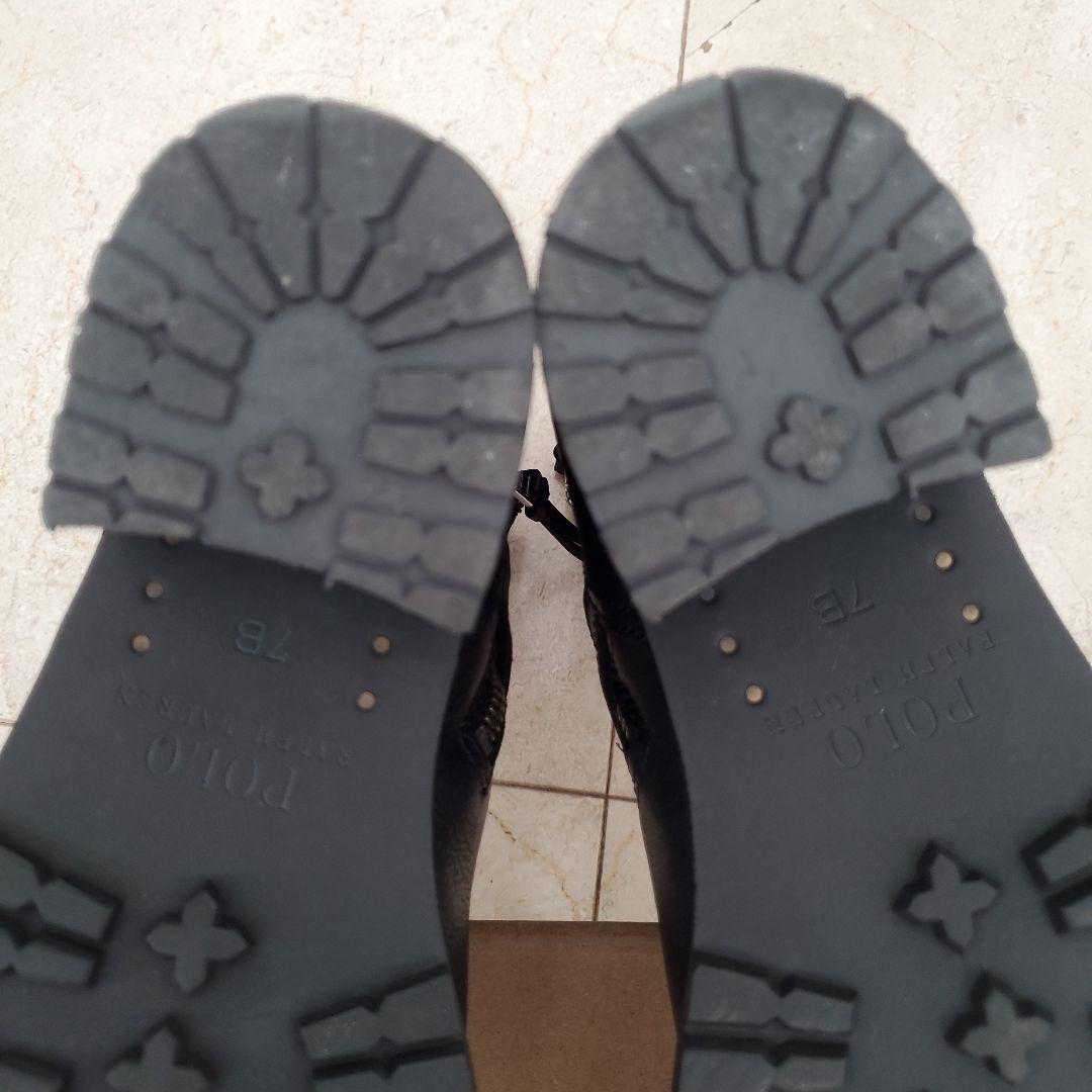 POLO RALPH LAUREN 黒 レザーバックルブーツ 7B