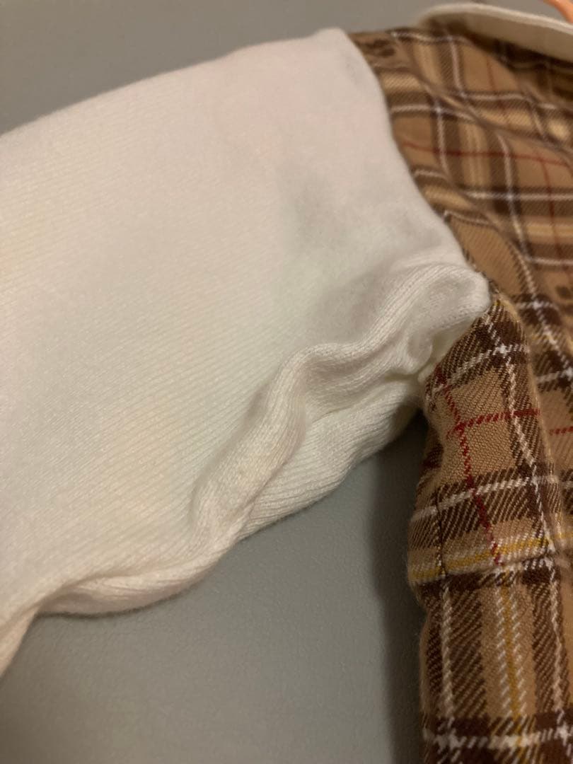 ミキハウス　チェック柄ロンパース クマ刺繍付き