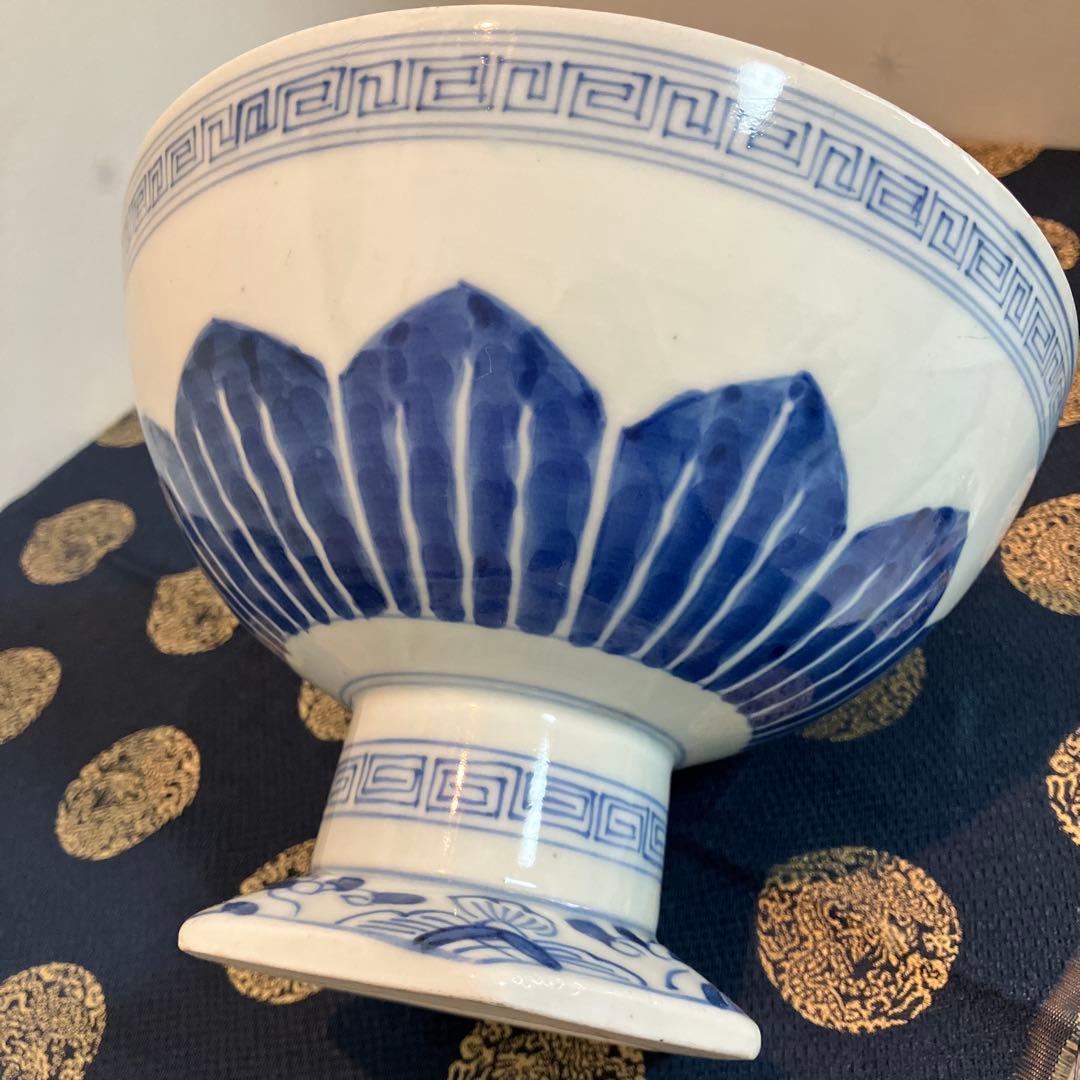 九谷 古染付盃洗 コンポート 花器 アンティーク