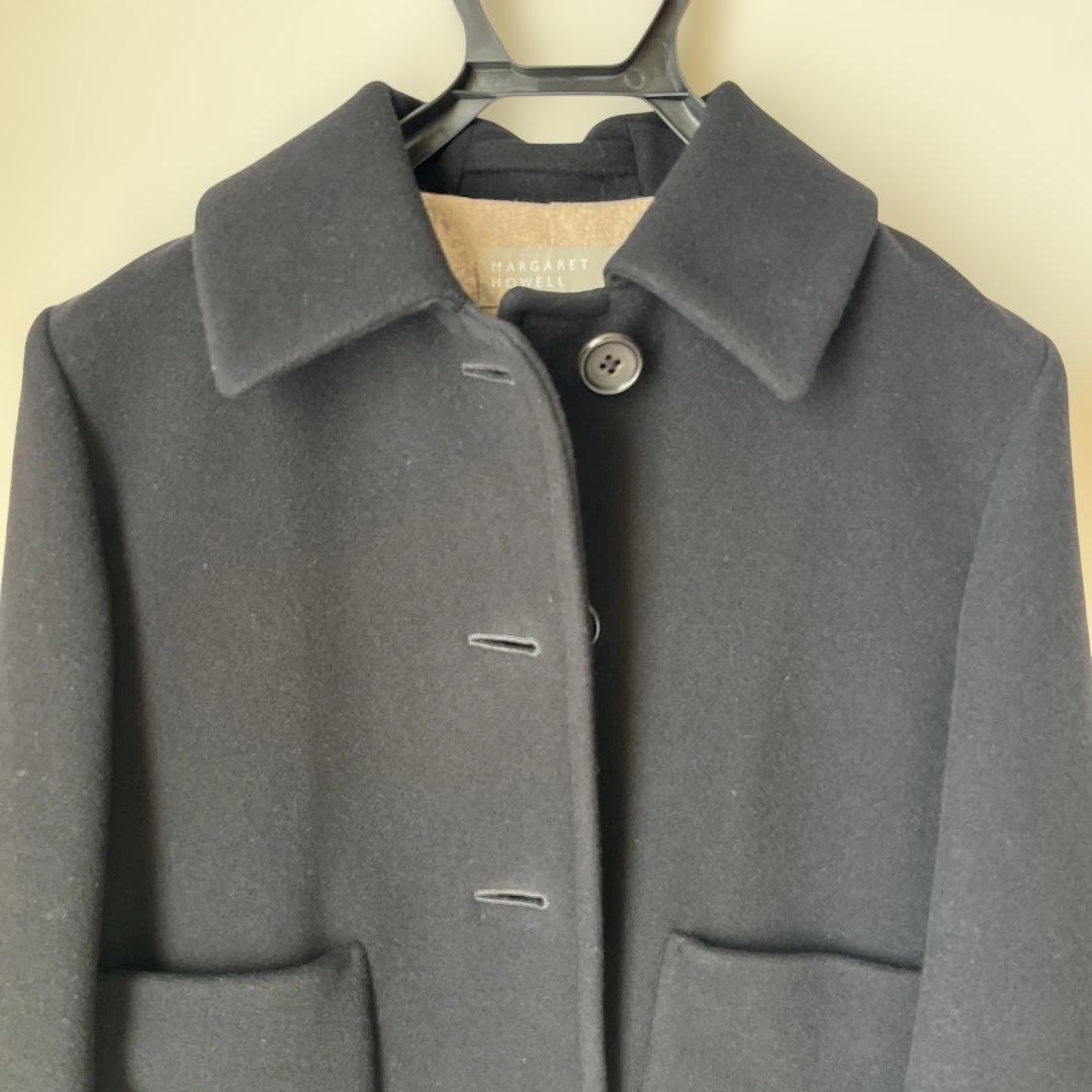 MARGARET HOWELL ブラック ウールピーコート