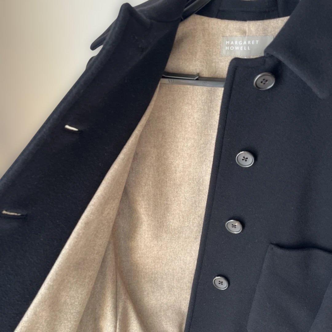MARGARET HOWELL ブラック ウールピーコート