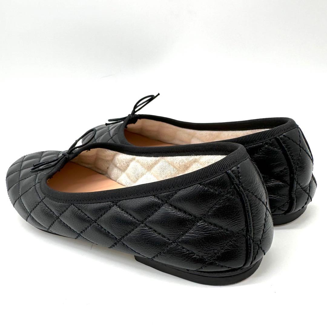 〈美品〉SPELTA スペルタ【24】レザー キルティング フラットシューズ 黒