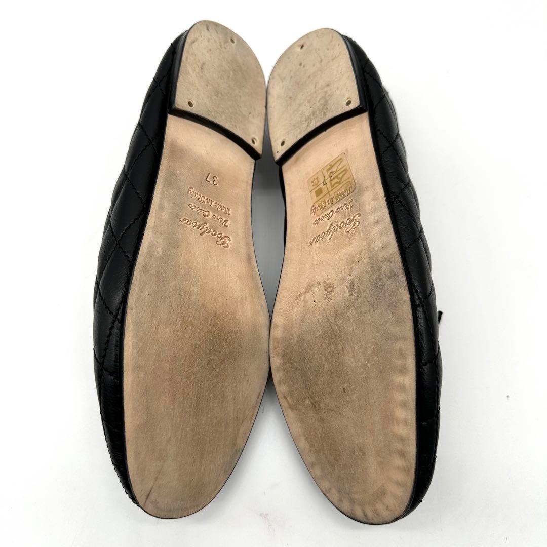 〈美品〉SPELTA スペルタ【24】レザー キルティング フラットシューズ 黒