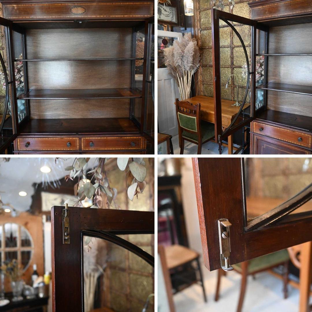 IFU-425 英国アンティーク マホガニー キャビネット 飾り棚 ガラスケース