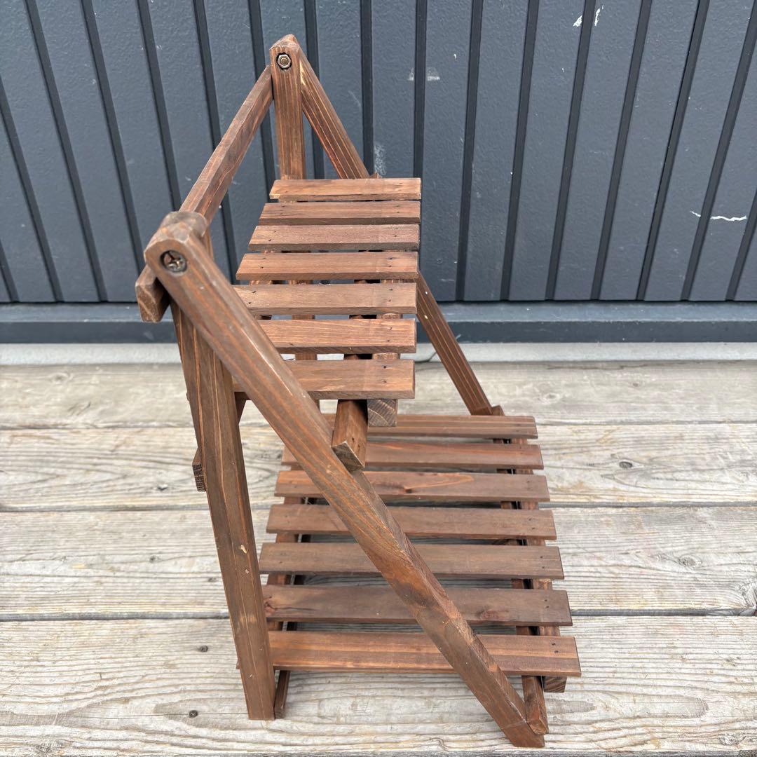 【北欧レトロ】無垢材 木製 折りたたみラック 飾り棚 2段 昭和レトロ 古道具