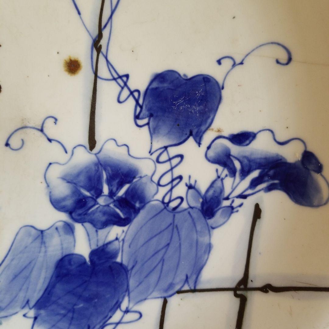 絵皿　朝顔　夏風景　骨董品　稀少！