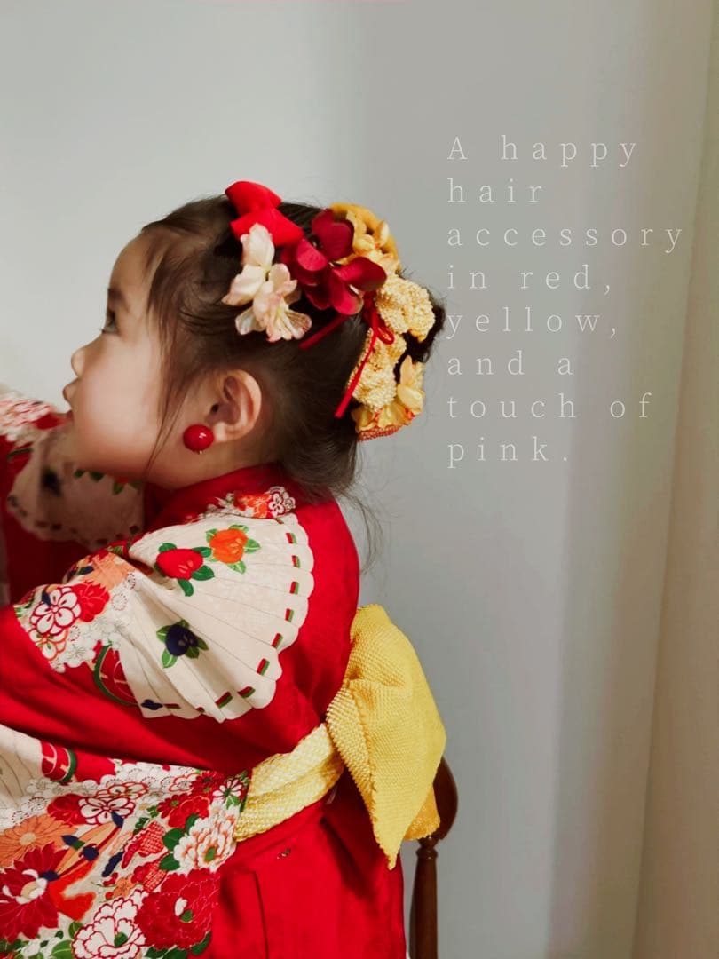 七五三　七五三髪飾り　ヘッドドレス　着物髪飾り可愛い黄色の髪飾り　036