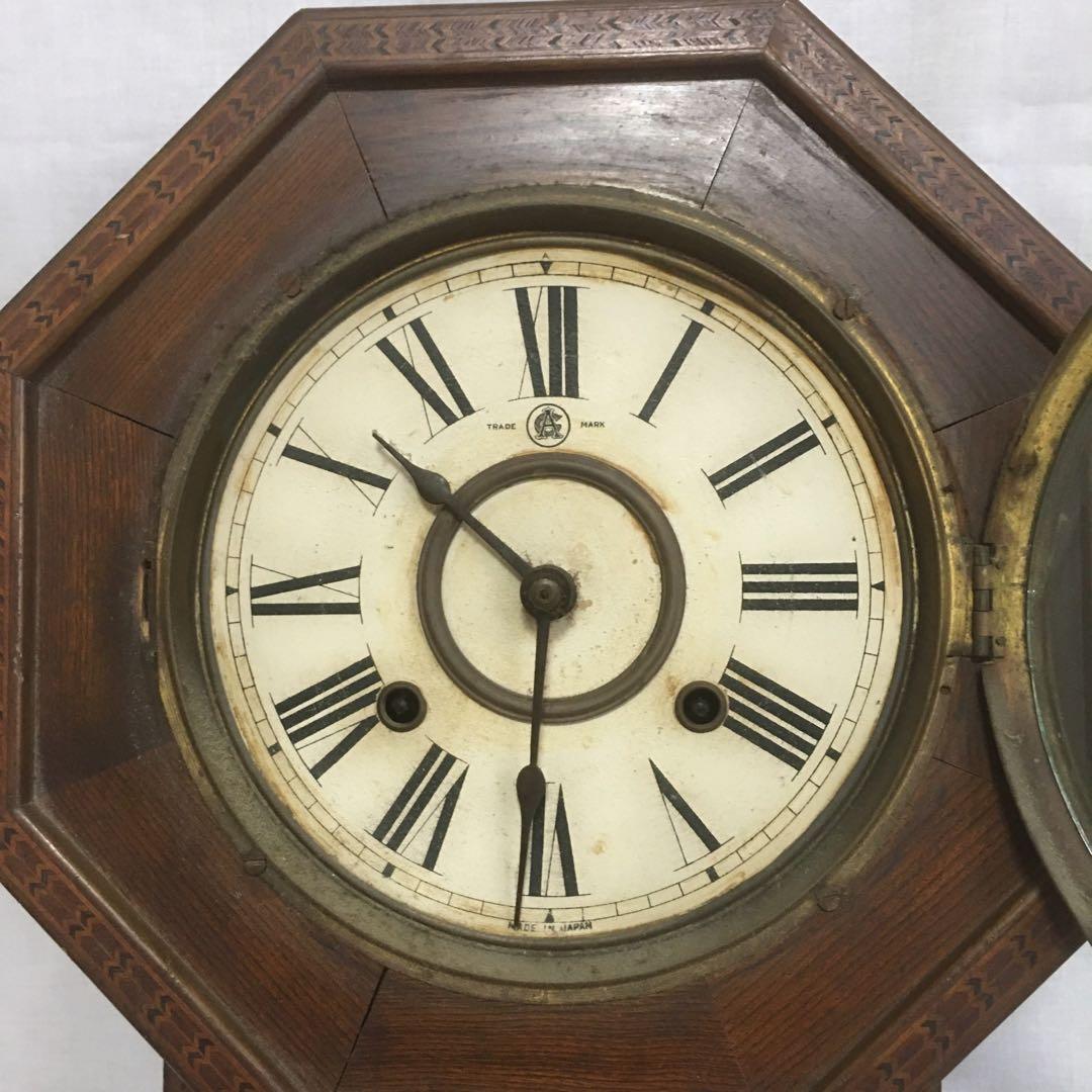 昔懐かしのレア商品、大正時代から昭和初期のアンティーク八角形柱時計／名古屋時計／