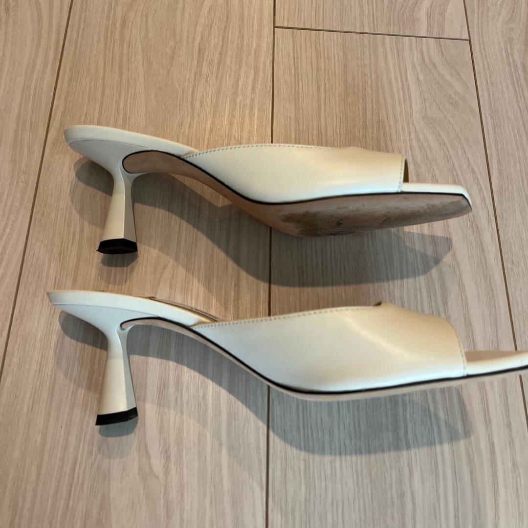 JIMMY CHOO ホワイト ミュール 約6cmヒール