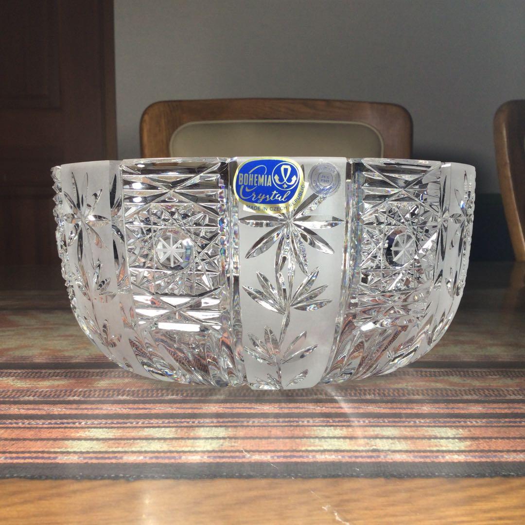 『スタうー特価』　BOHEMIA CRYSTAL レッドクリスタル　大鉢