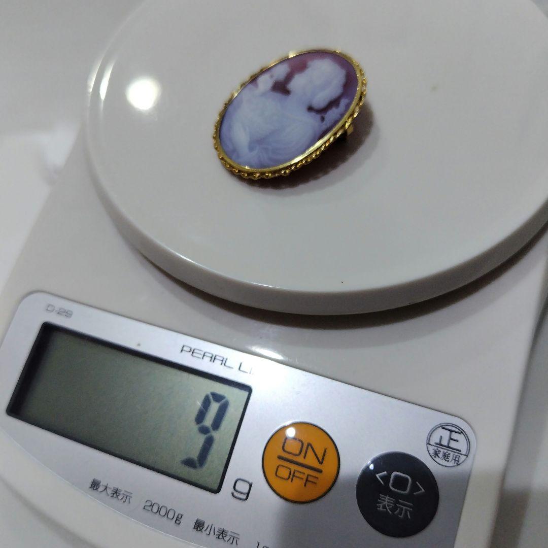 ★タイムセール★カメオ　メノウ　ブローチ　ペンダントトップ　2way　18K