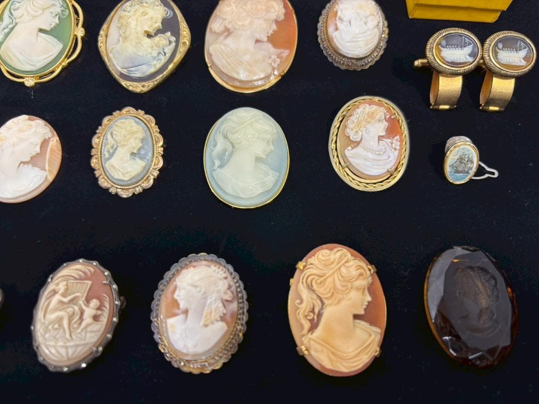 10-27-3 カメオ まとめ セット シェル メノウ ブローチ ネックレス