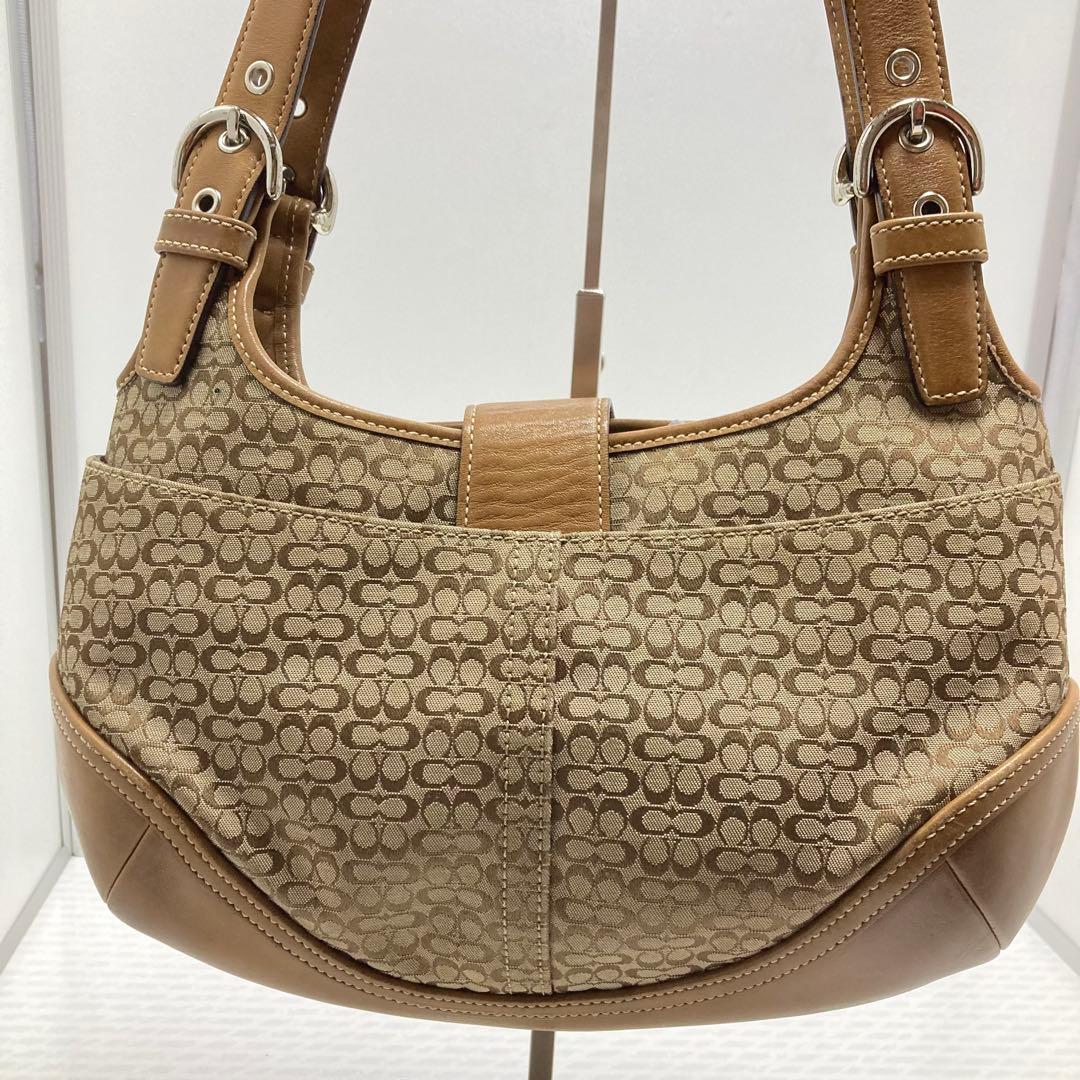 コーチ COACH ショルダーバッグ 7074 ミニシグネチャー　ベージュ　茶