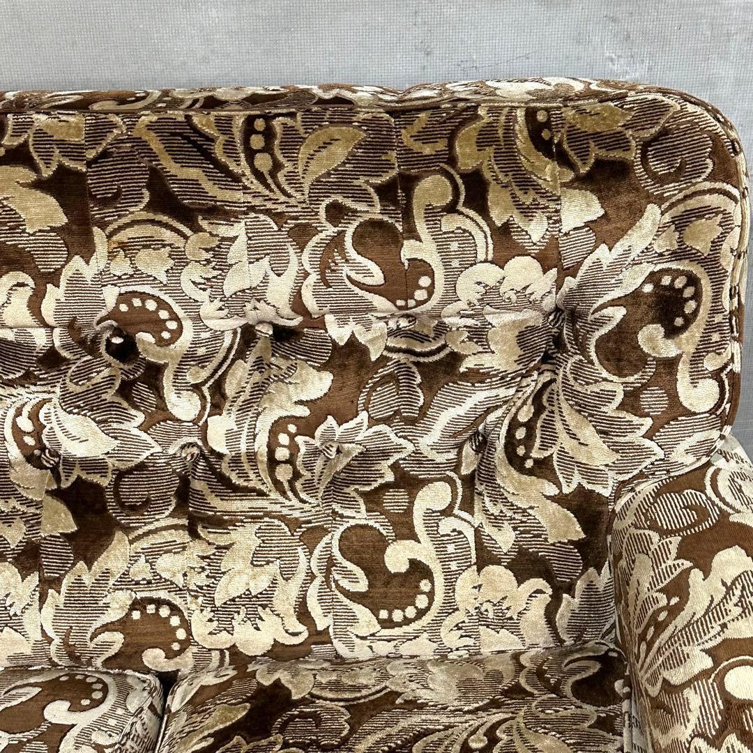 ✿70s✿ 昭和レトロ ヴィンテージ 3人掛けソファ 金華山 ×木製肘