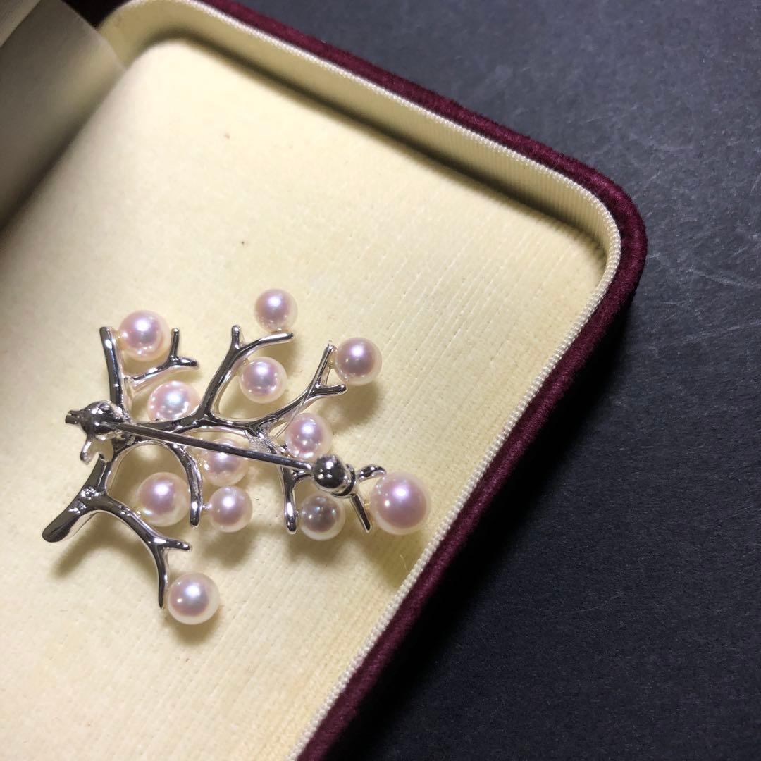 11664 MIKIMOTO 真珠 ブローチ 幸福の木　シルバー