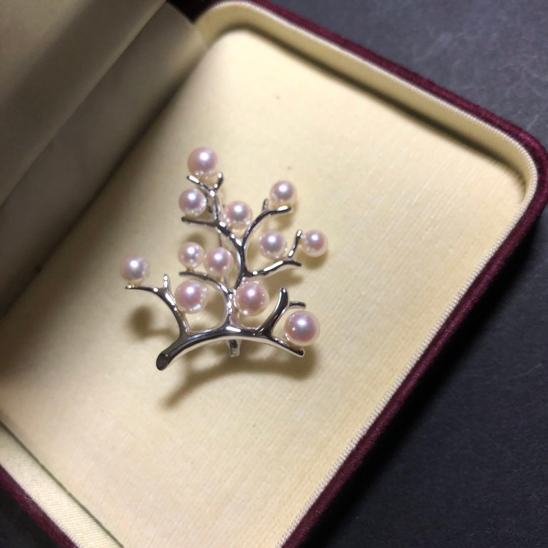 11664 MIKIMOTO 真珠 ブローチ 幸福の木　シルバー