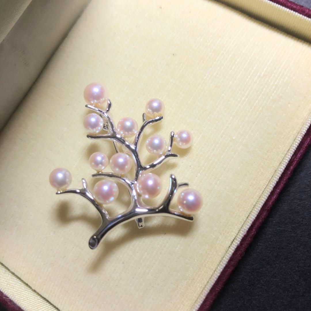 11664 MIKIMOTO 真珠 ブローチ 幸福の木　シルバー