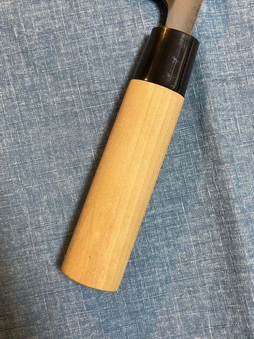 甚作　白鋼　大出刃包丁　刃渡り21センチ