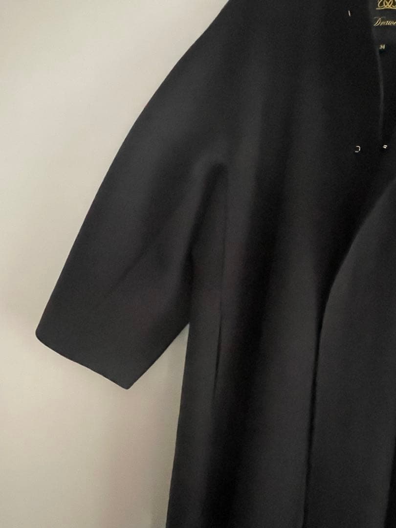 まの　drawerドゥロワー　ウールカシミアノーカラーコート34美品