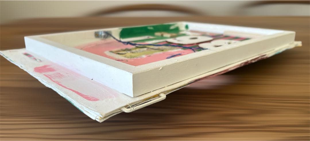 コラージュアート作品　ミクストミディア　和紙　ペイント　アメリカ