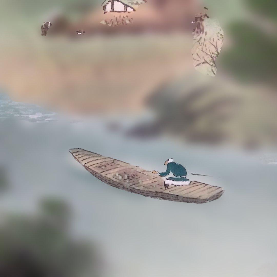 刈田元宗 彩色山水 尺八横