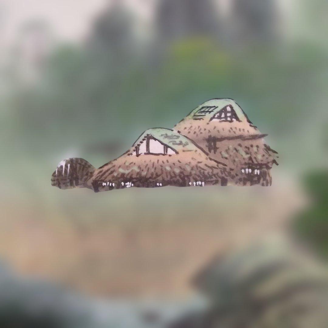 刈田元宗 彩色山水 尺八横