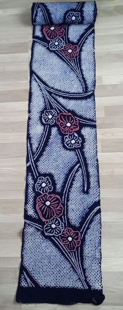 新品　有松絞り　有松海鳴り絞り　絞り浴衣反物綿　花柄