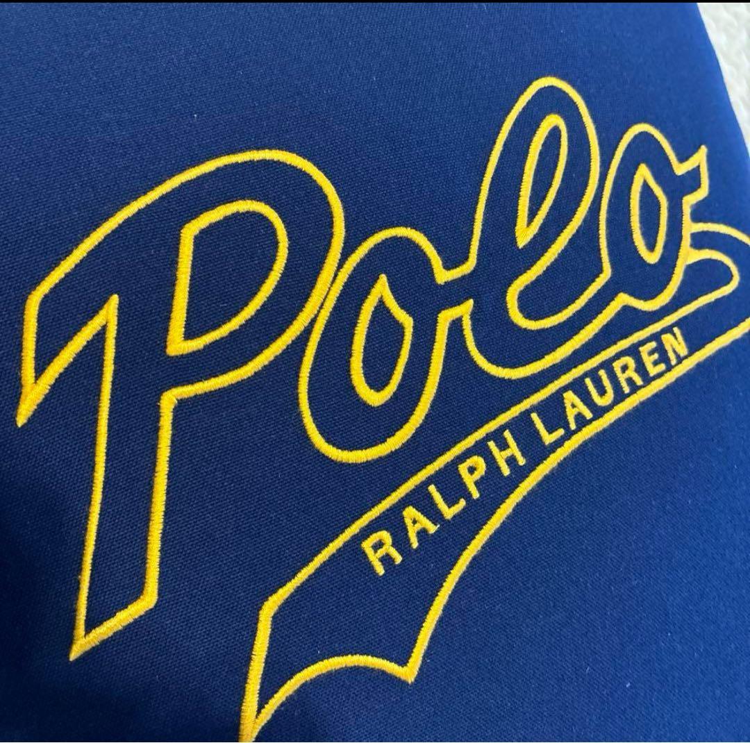 ①未使用 ラルフローレン スクリプト クッション カバー ネイビーイエロータグ付