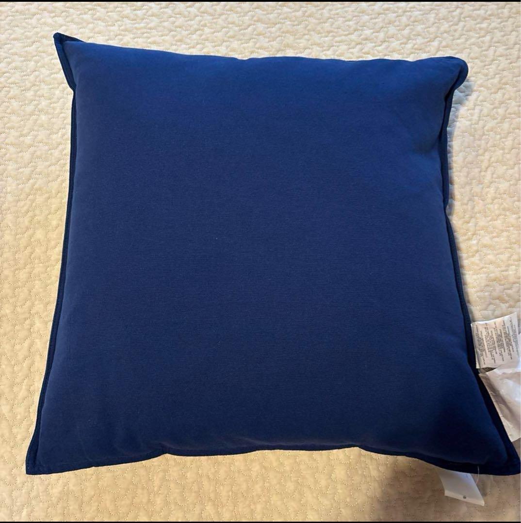 ①未使用 ラルフローレン スクリプト クッション カバー ネイビーイエロータグ付