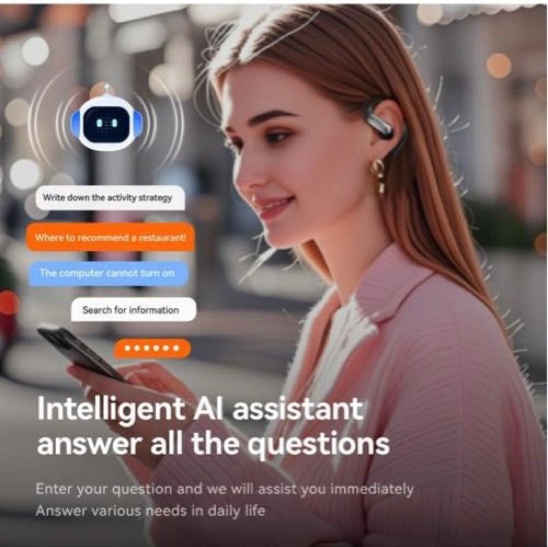 【2026年最新版】ブラック ワイヤレスイヤホン AI翻訳機能付き
