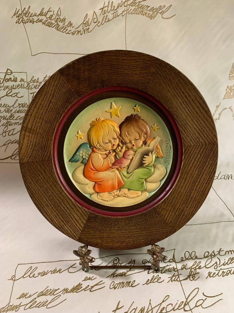 アンリ人形　ビンテージ1980年クリスマス木製プレート！可愛い過ぎます！