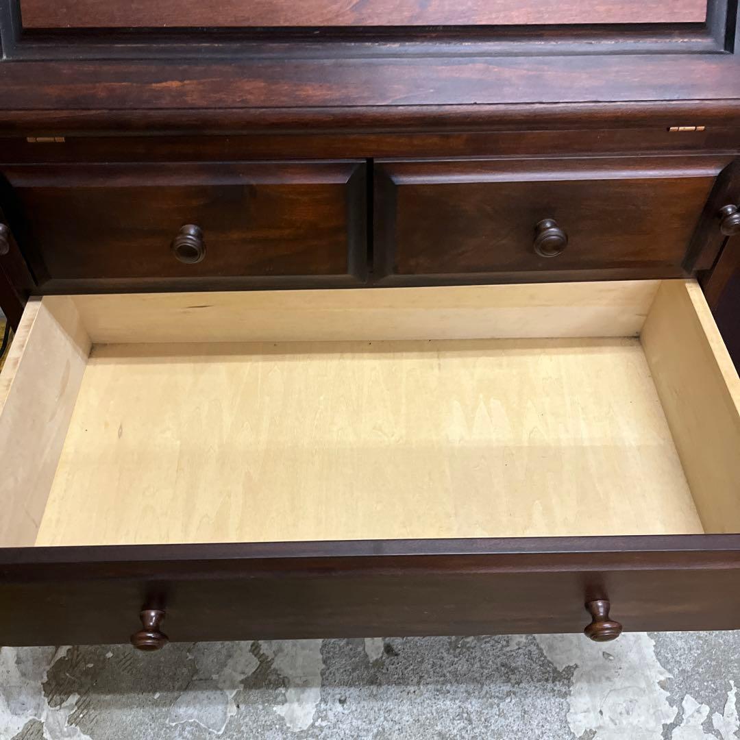 民藝家具 ライティングビューロー 木製 書き机 収納 ダークブラウン