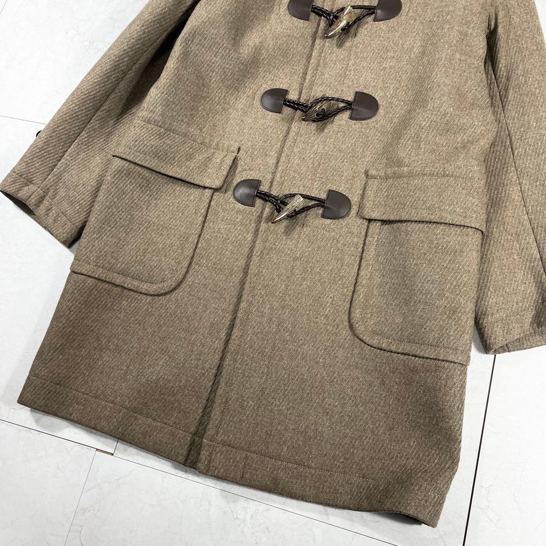 ✨極美品 バーバリーロンドン カシミヤ混 メガチェック ダッフルコート 本革
