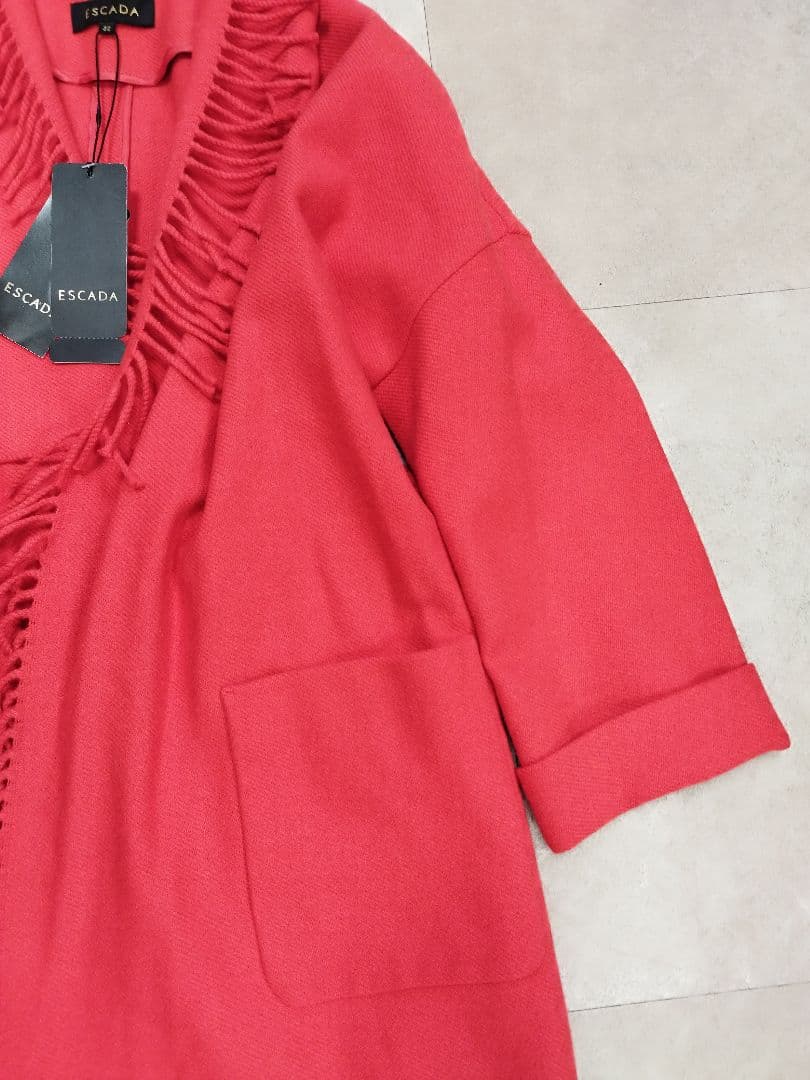 新品未使用タグ付 ESCADA エスカーダ ウールコート フリンジ 32