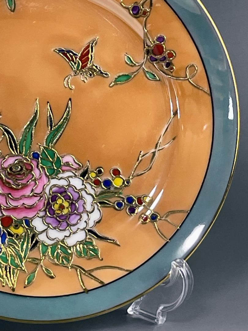 オールドノリタケ ラスター彩 ２枚セット 蝶 バラ 縁金盛り 小皿 プレート