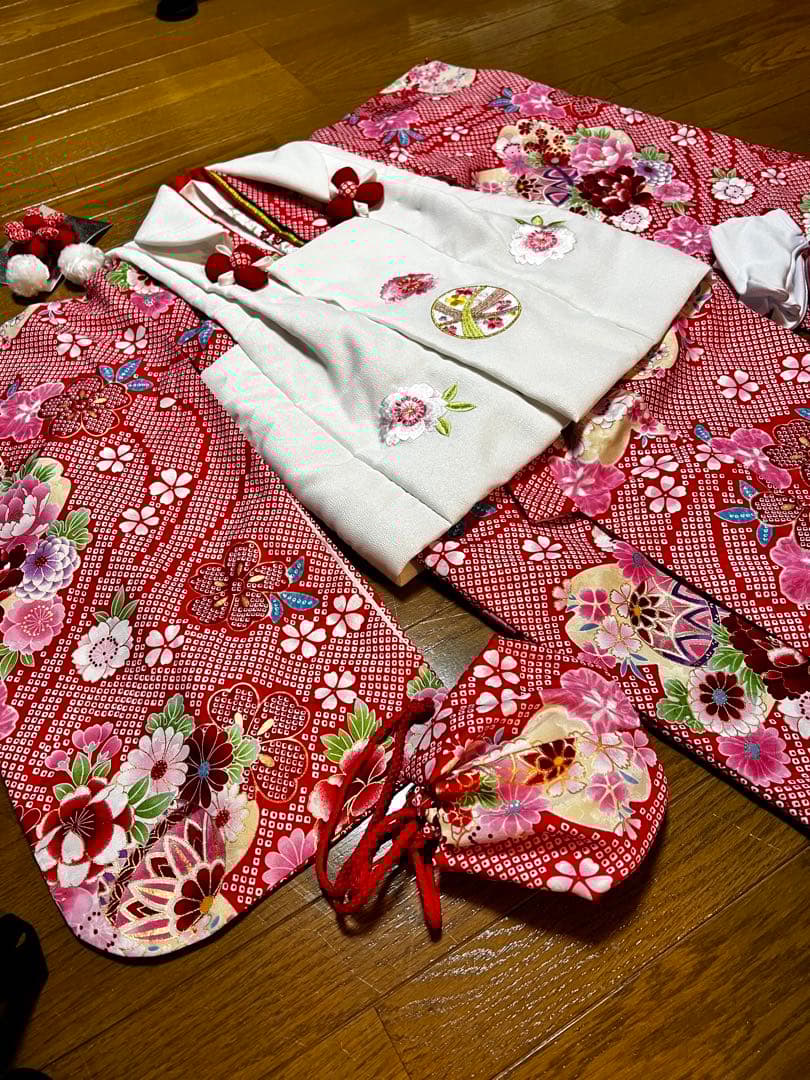 (中古品)七五三 着物 3歳 女の子 被布セット ひな祭り 販売 購入
