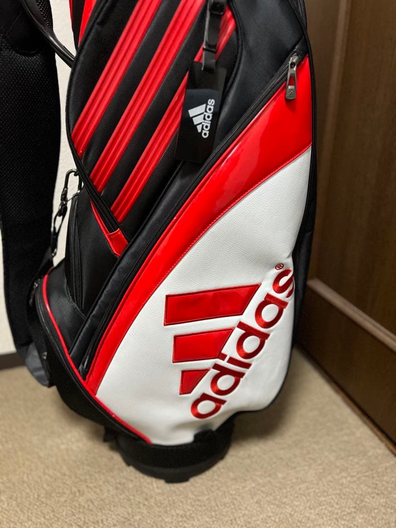 adidas キャディバッグ 黒赤 ストライプデザイン