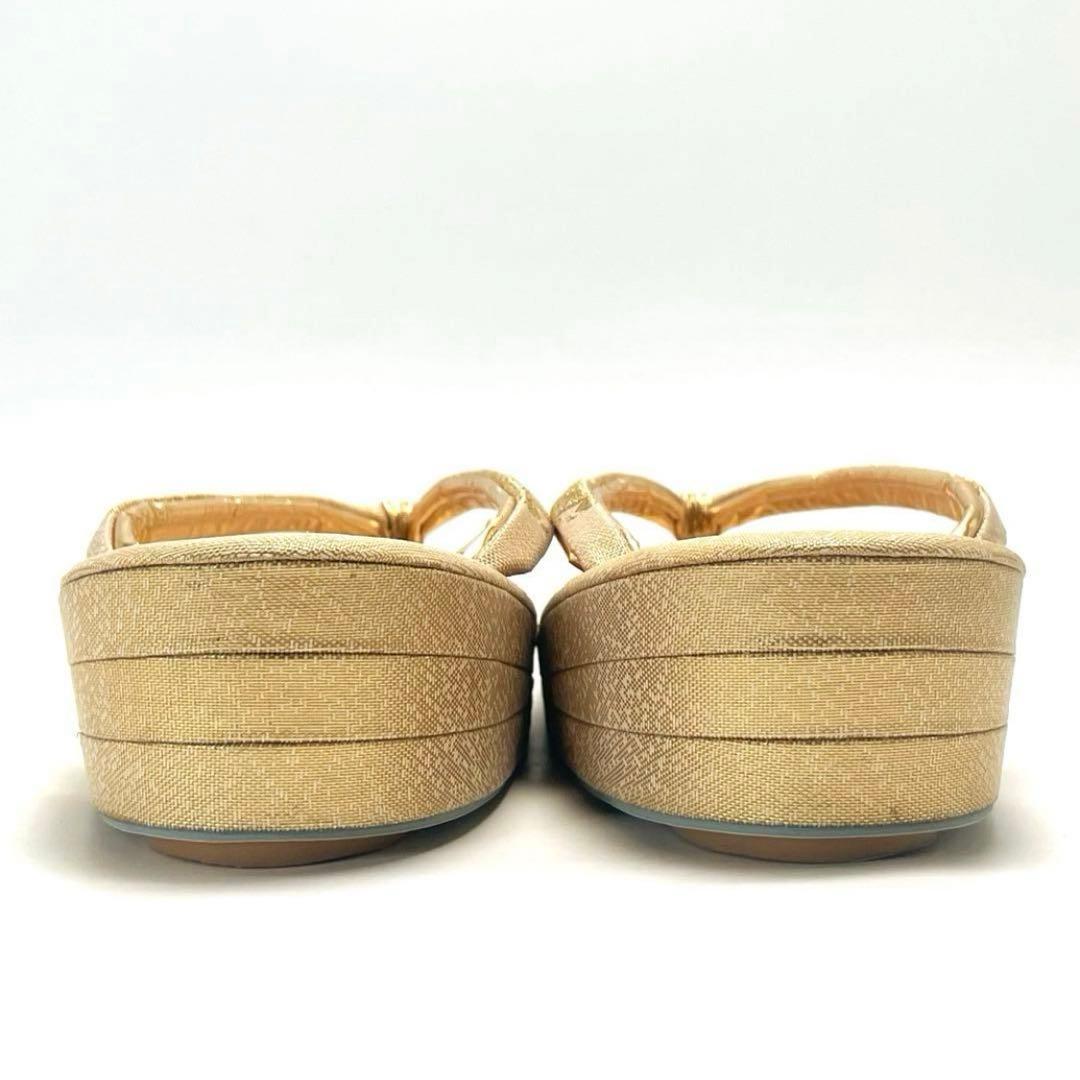 最終価格 新春セール 美品 創作 御誂 和装用バッグ 草履 2点セット ゴールド