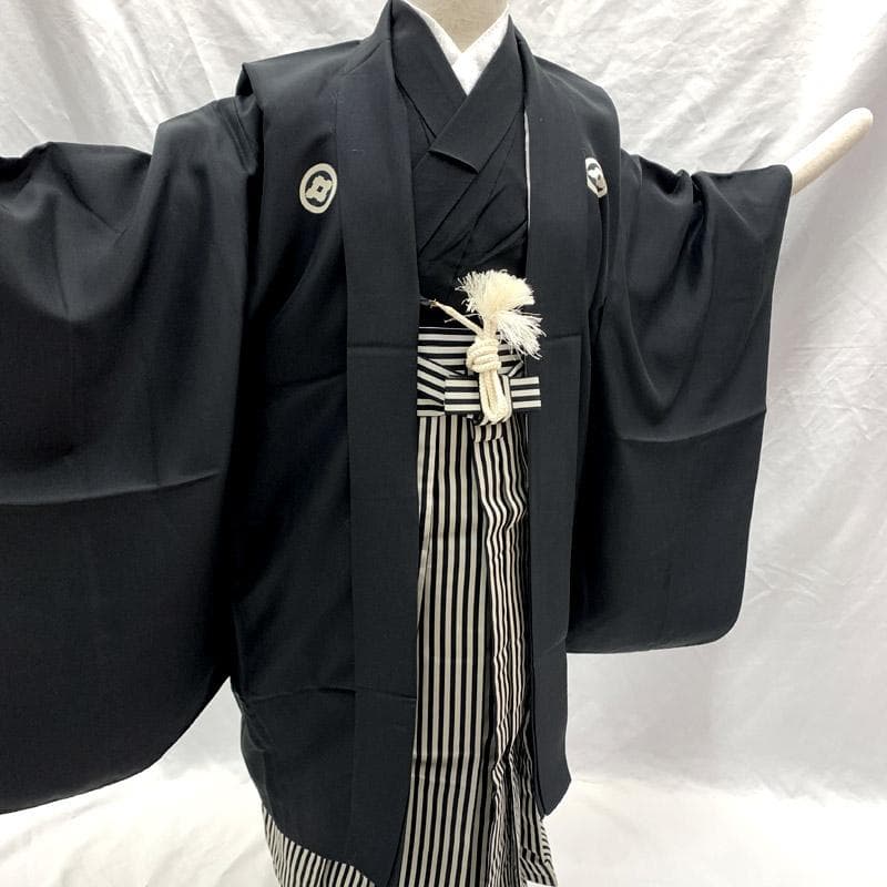 504ab41■七五三 五歳 男児 着物&羽織&袴&角帯 五つ紋■状態良好