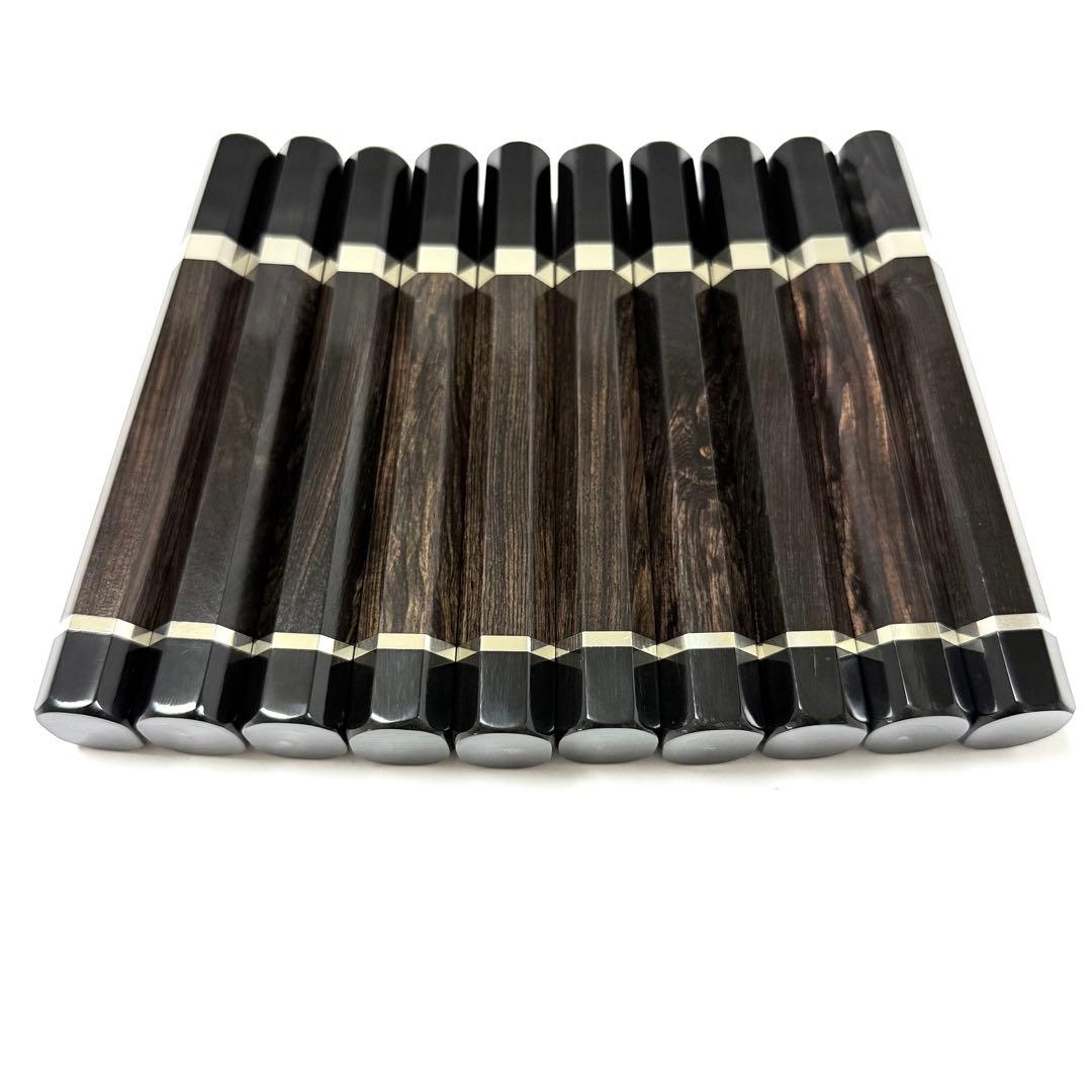 10本セット 二段銀巻 黒水牛角 フグ引き300 黒檀八角柄 フグ引き尺 包丁柄