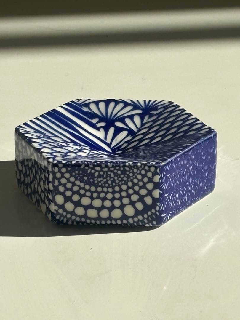 ヘイニリータフフタ　ヘキサゴン　ディッシュ　ブルー　アラビア　レア　小物置き