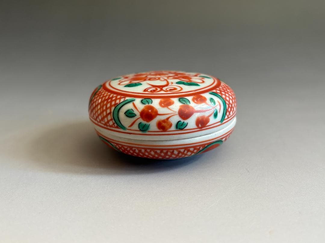 16代永楽善五郎　即全　赤絵花丸香合　而妙斎書付　茶道具　表千家